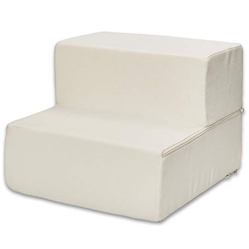 0842637112394 - BEST PET SUPPLIES MADE IN USA FOLDABLE PET STEPS/STAIRS WITH CERTIPUR-US CERTIFIED FOAM IVORY, 2-STEPS (H: 12)