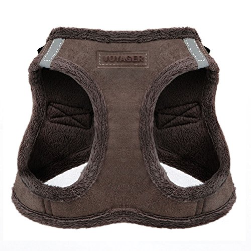 0842637120801 - VOYAGER STEP-IN PLUSH DOG HARNESS – SOFT PLUSH, STEP IN VEST HARNESS FOR SMALL AND MEDIUM DOGS BY BEST PET SUPPLIES - CHOCOLATE SUEDE, S (CHEST: 14.5 - 16)