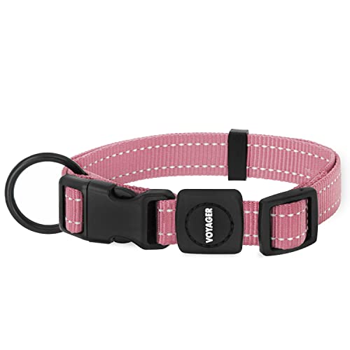 0842637121266 - BEST PET SUPPLIES REFLECTIVE DOG COLLAR WITH ADJUSTABLE LENGTH, HEAVY-DUTY BUCKLE, AND STRONG LEASH D-RING, CUTE TRAINING, WALKING ACCESSORY FOR SMALL, MEDIUM, AND LARGE BREEDS - PINK, 1