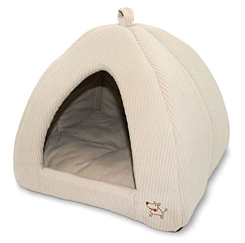 0842637121426 - BEST PET SUPPLIES PET TENT-SOFT BED FOR DOG AND CAT BEIGE CORDUROY, 16 X 16 X H:14