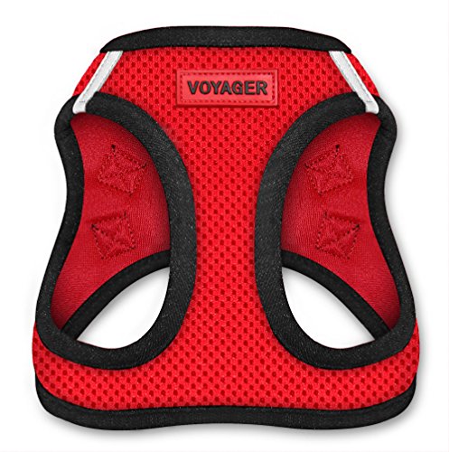 0842637122102 - VOYAGER STEP-IN AIR DOG HARNESS - ALL WEATHER MESH STEP IN VEST HARNESS FOR SMALL AND MEDIUM DOGS BY BEST PET SUPPLIES - RED BASE, X-SMALL