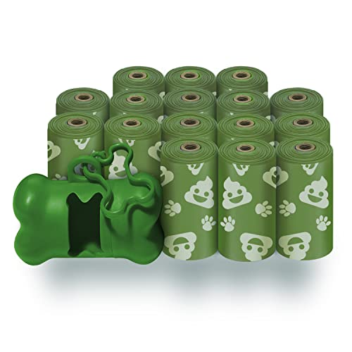 0842637123413 - BEST PET SUPPLIES DOG POOP BAGS FOR WASTE REFUSE CLEANUP, DOGGY ROLL REPLACEMENTS FOR OUTDOOR PUPPY WALKING AND TRAVEL, LEAK PROOF AND TEAR RESISTANT, THICK PLASTIC - GREEN WITH POOP EMOJI, 240 BAGS
