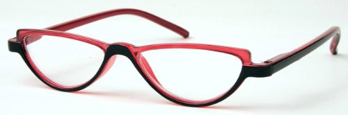 0842749100289 - SOLO UNISEX READING GLASSES R7077-C1 RED/BLACK FRAME, CLEAR POWERED LENS