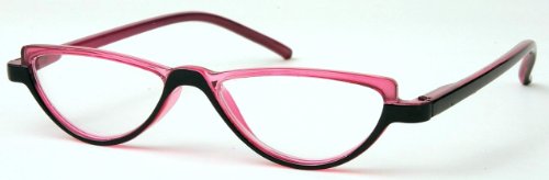 0842749100319 - SOLO UNISEX READING GLASSES R7077-C4 PINK/BLACK FRAME, CLEAR POWERED LENS
