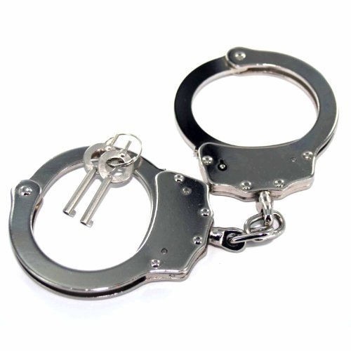 0842873018061 - ACE MARTIAL ARTS SUPPLY DOUBLE LOCKING STEEL POLICE HANDCUFFS, SILVER