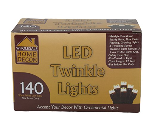 8428760309096 - WHOLESALE HOME DECOR LED TWINKLE LIGHTS 26 FT BROWN CORD