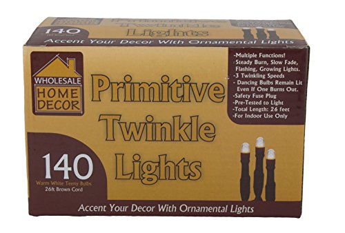 8428760310054 - WHOLESALE HOME DECOR PRIMITIVE TWINKLE LIGHTS 26 FT BROWN CORD