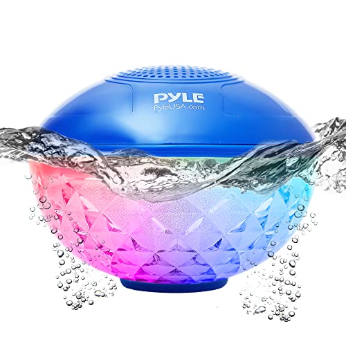 0842893161679 - PYLE FLOATING POOL SPEAKER WITH LIGHTS, IP68 WATERPROOF PORTABLE BLUETOOTH SPEAKERS, STEREO SURROUND SOUND OUTDOOR WIRELESS SPEAKER FOR POOL BEACH SHOWER HOT TUB TRAVEL, 50 FT RANGE, USB RECHARGEABLE
