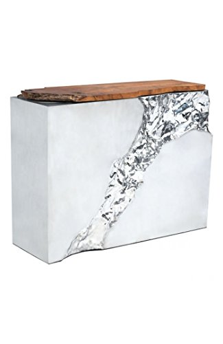 0842896106592 - ZUO LUXE CONSOLE TABLE, NATURAL & STAINLESS STEEL