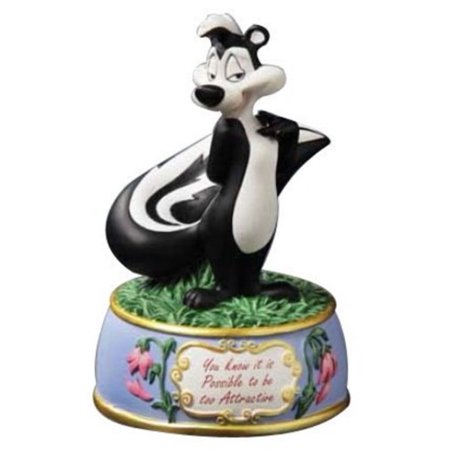 0842970051244 - PEPE LE PEW TOO ATTRACTIVE LOONEY TUNES LICENSED RESIN STONE MUSICAL FIGURINE -