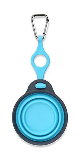 0084297307202 - DEXAS POPWARE TRAVEL PET CUP WITH BOTTLE HOLDER AND CARABINER, GRAY/BLUE