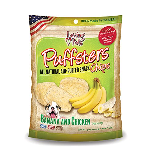 0842982051102 - LOVING PETS PUFFSTERS BANANA AND CHICKEN CHIPS FOR DOGS, 4 OZ