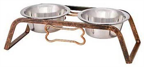 0842982076129 - LOVING PETS BLACK LABEL COLLECTION RUSTIC BONE DINER FOR DOGS, 1-PINT, AGED COPPER