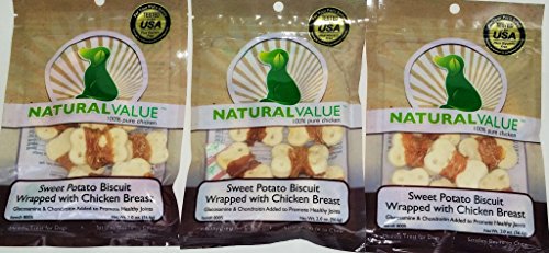 0842982080058 - 3 PACK - NATURAL VALUE SWEET POTATO BISCUIT WRAPPED WITH CHICKEN BREAST