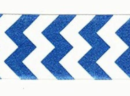 0843083027881 - JAY COMPANY 1.5 INCH WIDE GLITTER CHEVRON PRINTED POLYESTER GROSGRAIN CRAFT SEWING RIBBON, ROYAL BLUE / WHITE, 20 YARDS