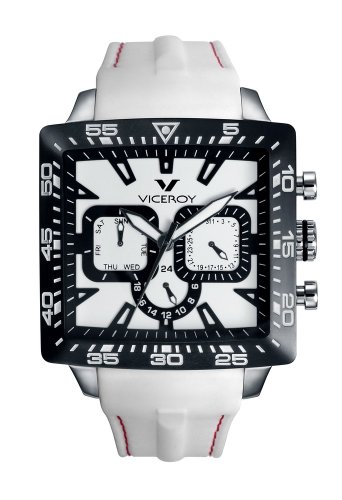 8431283116539 - VICEROY WOMEN'S 432101-05 BLACK WHITE SQUARE RUBBER DATE WATCH