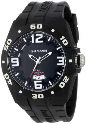 8431283128297 - VICEROY WOMEN'S 432851-55 REAL MADRID SPORTS PLASTIC BLACK RUBBER DATE WATCH