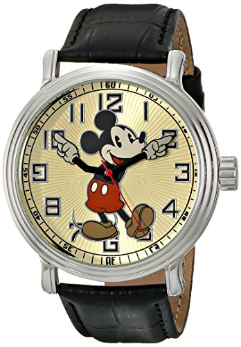 0843231056862 - DISNEY MEN'S 56109 VINTAGE MICKEY MOUSE WATCH WITH BLACK LEATHER BAND