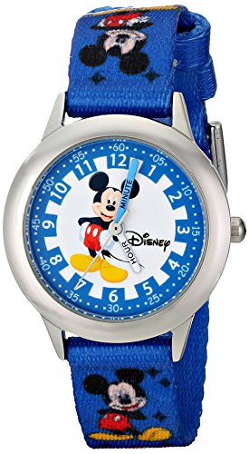 0843231059436 - DISNEY KIDS' W000022 TIME TEACHER STAINLESS STEEL WATCH WITH BLUE NYLON BAND