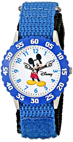 0843231061514 - DISNEY KIDS' W000228 MICKEY MOUSE TIME TEACHER STAINLESS STEEL WATCH WITH BLUE NYLON BAND
