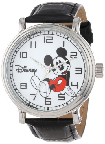 0843231067493 - DISNEY MICKEY MOUSE SILVER TONE LEATHER WATCH