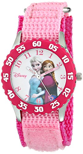 0843231070394 - DISNEY KIDS' W000969 FROZEN ANNA AND ELSA TIME TEACHER WATCH WITH PINK NYLON BAND