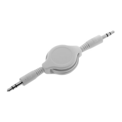0084331495018 - 3.5MM RETRACTABLE STEREO AUDIO MALE TO MALE CABLE - WHITE