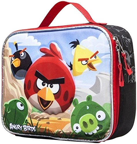 0843340062259 - ANGRY BIRD INSULATED LUNCH BAG - BLACK & RED LUNCH BAG