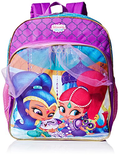 0843340127880 - NICKELODEON LITTLE GIRLS SHIMMER AND SHINE SPARKLE VEIL WITH 3D CURTAIN PURPLE 14 INCH BACKPACK, MULTI, ONE SIZE