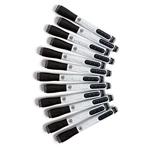 0843463130088 - U BRANDS BLACK LIQUID DRY ERASE MARKERS, WITH BULLET TIP, OFFICE SUPPLIES, 12 PIECES