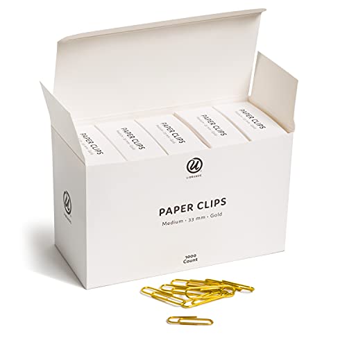 0843463136196 - U BRANDS GOLD PAPER CLIPS, OFFICE SUPPLIES, CLEAR VINYL COATED, MEDIUM, 33MM, 1,000 COUNT