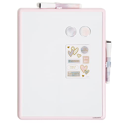 0843463137216 - U BRANDS CONTEMPO DRY ERASE BOARD SET, PINK SOFT DYE, OFFICE SUPPLIES, INCLUDES MARKERS, MAGNETS, 11” X 14”, 15 PIECES