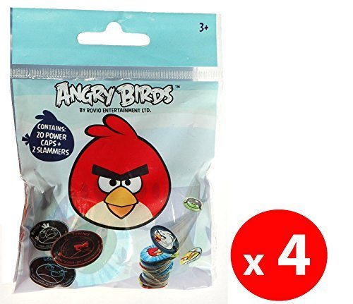 8436033304051 - (4 PACKS) ANGRY BIRDS POGS POWER CAPS TAZOS 2-PLAYER STARTER SET GAME INCLUDES 80 POGS & 8 SLAMMERS
