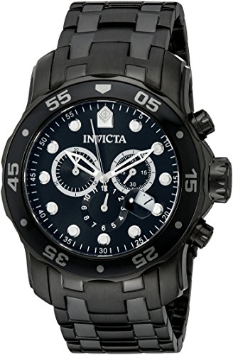 0843836000765 - INVICTA MEN'S 0076 PRO DIVER COLLECTION CHRONOGRAPH BLACK ION-PLATED STAINLESS STEEL WATCH