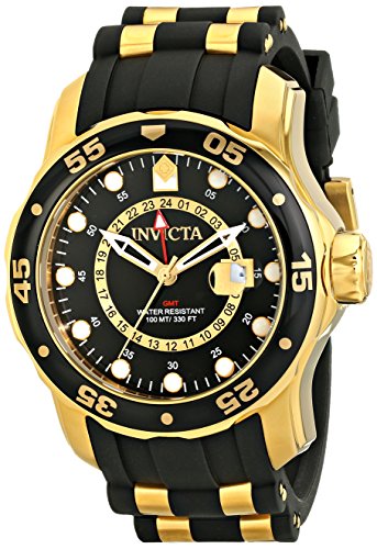 0843836069915 - INVICTA MEN'S 6991 PRO DIVER COLLECTION GMT 18K GOLD-PLATED STAINLESS STEEL WATCH WITH BLACK BAND