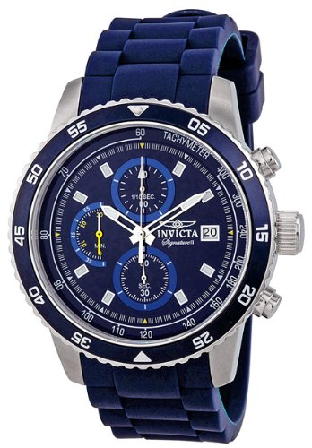 0843836073950 - INVICTA MENS SIGNATURE II CHRONOGRAPH BLUE DIAL STAINLESS STEEL CASE BLUE POLY W