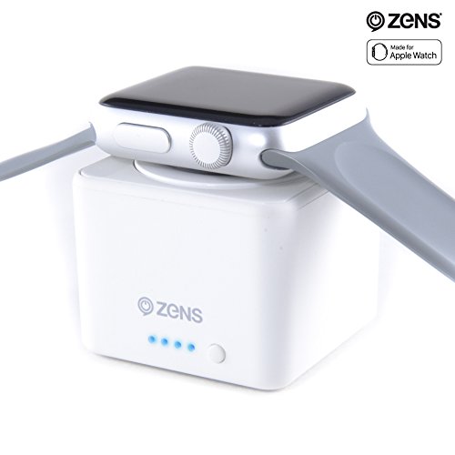 8438476131416 - APPLE WATCH CHARGER POWER BANK BY ZENS - POCKET SIZED TRAVEL FRIENDLY CHARGING PUCK - WIRELESS CHARGE YOUR APPLE WATCH UP TO 3 TIMES - 1300 MAH - APPLE MFI CERTIFIED - WHITE COLOR