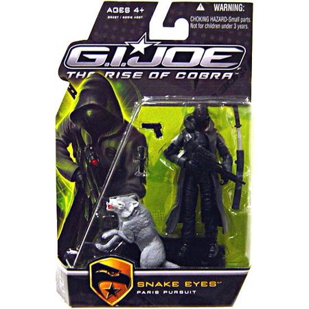 0843852031255 - G.I. JOE THE RISE OF COBRA MOVIE FIGURE SNAKE EYES (PARIS PURSUIT) WITH GRAY TIMBER 3.75 INCH SCALE
