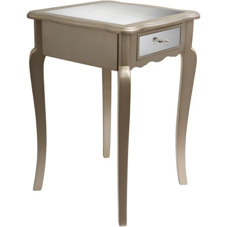 8438569182141 - MIRRORED SIDE TABLE WITH 1 DRAWER - SILVER