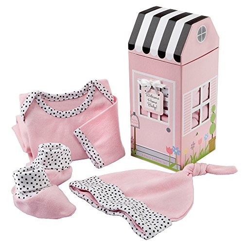 0843905060096 - BABY ASPEN WELCOME HOME BABY 3-PIECE LAYETTE GIFT SET, PINK, 0-6 MONTHS