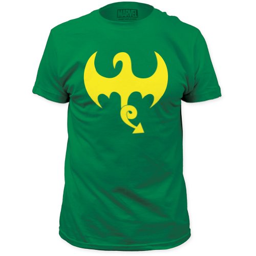 0844355063590 - MARVEL MEN'S IRON FIST DRAGON LOGO FITTED COTTON T SHIRT LARGE KELLY GREEN
