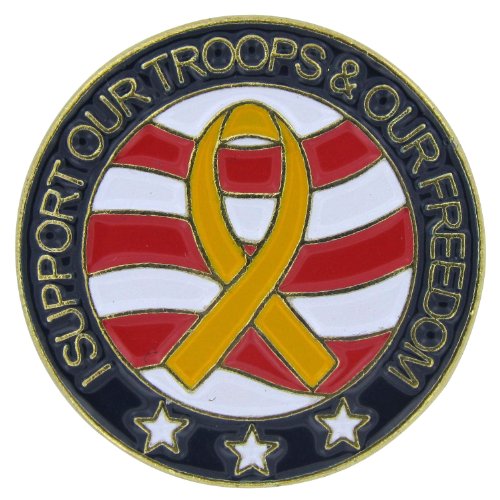 0844560011041 - US FLAG STORE I SUPPORT OUR TROOPS AND OUR FREEDOM ROUND LAPEL PIN