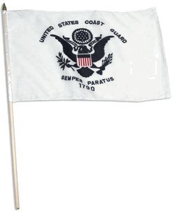 0844560013786 - US FLAG STORE US COAST GUARD FLAG 12IN X 18IN MOUNTED ON 24IN WOODEN STICK
