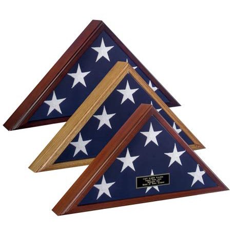0844560054666 - VETERAN FLAG DISPAY CASE - CHERRY & US 5' X 9.5' COTTON MEMORIAL FLAG