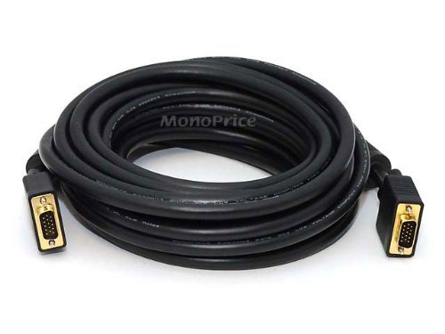 0844660036210 - MONOPRICE 25FT SUPER VGA M/M CL2 RATED (FOR IN-WALL INSTALLATION) CABLE W/ FERRITES (GOLD PLATED)