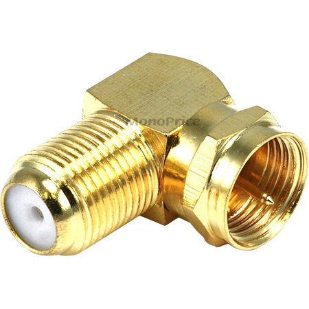 0844660067757 - MONOPRICE 106775 F TYPE RIGHT ANGLE FEMALE TO MALE ADAPTER, GOLD PLATED