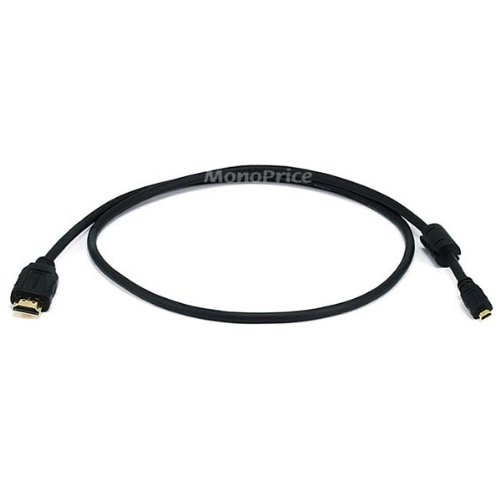 0844660075561 - MONOPRICE 107556 3-FEET 34AWG HIGH SPEED MICRO HDMI TO HDMI CABLE - BLACK