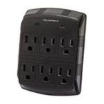 0844660079934 - 6 OUTLET POWER SURGE PROTECTOR WALL TAP W/ POWER SHUT DOWN PROTECTION - 1050 BLK