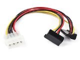 0844660087960 - MONOPRICE 108796 8-INCH4-PIN MOLEX MALE TO TWO 15-PIN SATA II FEMALE WITH 90 DEGREE POWER CABLE
