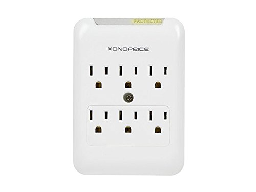 0844660091967 - MONOPRICE 109196 OUTLET POWER SURGE PROTECTOR SLIM WALL TAP, 540 JOULES